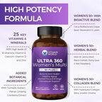 Vitamin World Ultra 360 Multivitamin for Women 50 Plus, Women's 50+ Multivitamin with Minerals & Herbs for Menopause Support, Supplement with Vitamin B, D, E & Zinc for Healthy Aging, 90 Caplets
