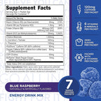 TransformHQ Boost Shot Powder Drink Stick Packets, Blue Raspberry, 7 Pack, Energy Supplements for Women & Men, with Caffeine, Vitamin B12, B9, B6 & B3
