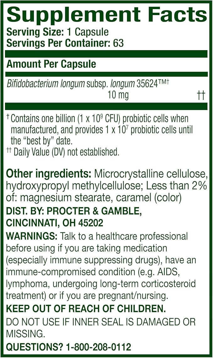 Align Probiotic, Pro Formula, Probiotics for Women and Men, Probiotics for Digestive Health, Men and Womens Probiotic Capsules Help Relieve Occasional Bloating & Gas*, 63 Capsules