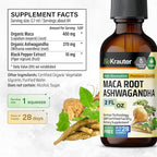 BIO KRAUTER Maca Root and Ashwagandha Tincture - Maca & Ashwagandha Supplements for Men & Women - Liquid Supplement for Mood Support - Alcohol and Sugar Free - Vegan Drops 2 Fl.Oz.