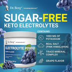 Dr. Berg Zero Sugar Hydration Keto Electrolyte Powder - Enhanced w/ 1000 mg of Potassium & Real Pink Himalayan Salt (NOT Table Salt) - Grape Flavor Hydration Drink Mix Supplement - 50 Servings