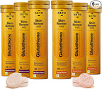 SETU Glutathione Effervescent Tablets with 500mg L-Glutathione & Vitamin C | Sugar-Free Antioxidant Supplement | Mixed Berry & Orange (Pack of 6) | 90 Tablets