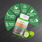 Moringa Gummies for Men with Gingseng L-Citrulline Ashwagandha CZQ10 Zinc | Chewable Organic Pure Moringa Leaf Supplement | Energy & lmmune Support | Sugar Free | Vegan | Lemon Flavor | 60 Counts