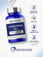 Carlyle L Methylfolate 15mg | 120 Capsules | Value Size | Max Potency | Optimized and Activated | Non-GMO, Gluten Free Supplement | Methyl Folate, 5-MTHF | by Opti-Folate