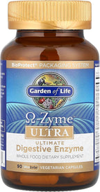 Garden of Life 21 Powerful Digestive Enzymes with Papain, Bromelain, Lipase, Plus Ginger and Turmeric - Omega-Zyme Ultra, Enzymes for Digestion Dietary Supplement, Vegetarian, 90 Capsules