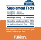 Bariatric Fusion Iron Supplement 45mg with Vitamin C | 1 Per Day | Vitamins for Women and Men | Gluten, Dairy and Soy Free | Non-GMO | 60 Count