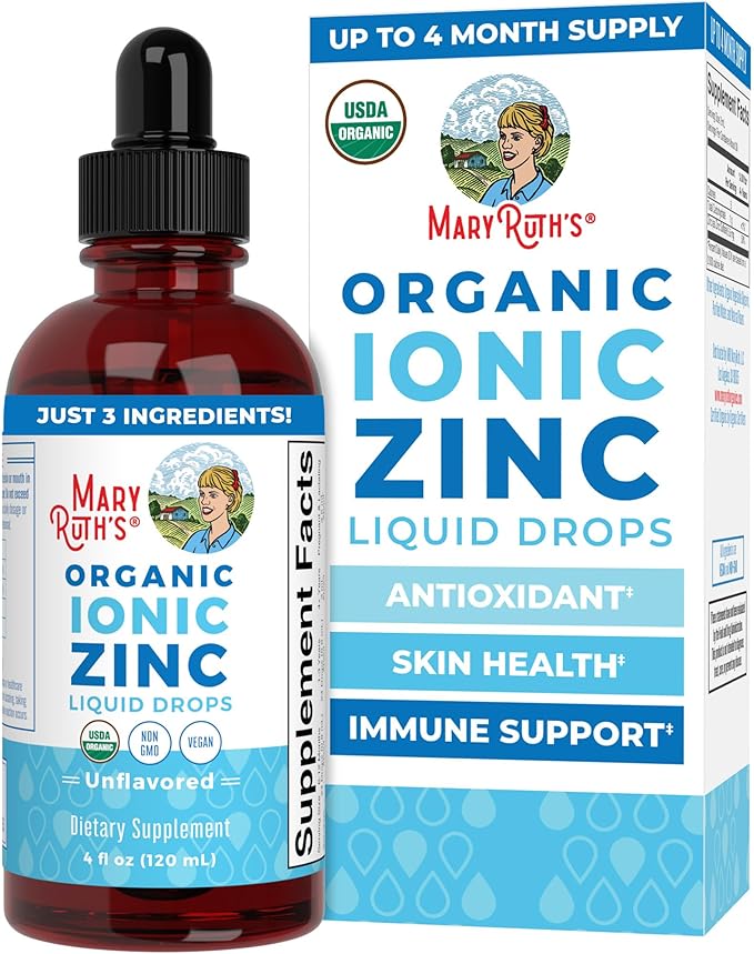 MaryRuth's Organic Liquid Zinc Supplement for Kids & Adults | Immune Support | Skin Health | Antioxidant | Cellular Metabolism | Zinc Sulfate | Vegan | Non-GMO | Sugar Free | Gluten Free | 4 oz