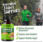 NATURELO Turmeric Curcumin - BioPerine for Better Absorption - Black Pepper, Ginger Root, Curcuminoids - Plant-Based Joint Discomfort Support - 120 Vegan Capsules (Pack of 2)