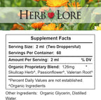 Herb Lore Organic Goodnight Tincture - Liquid Sleep Aid Drops with Valerian Root & Passion Flower Extract for Adults & Kids - Melatonin Free Herbal Sleep Supplement - 4 fl oz