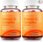 Amazon Elements - B-Complex, Supports Immune and Normal Energy Metabolism, 70-Day Supply, Vegan, Adult, Non-GMO (Previously Revly), 70 Gummies (Pack of 2)