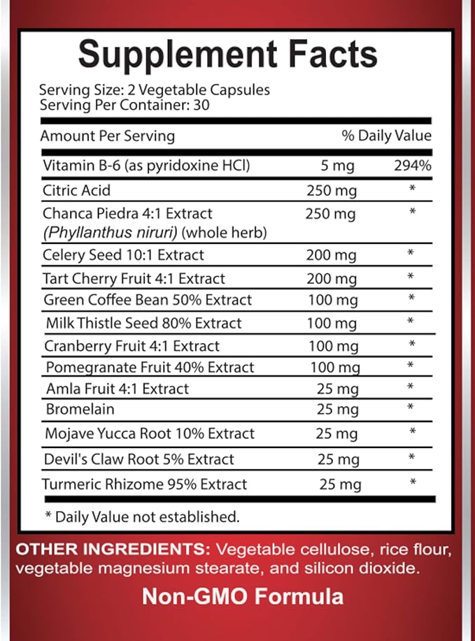 URIC Acid - Joint Support Supplement with Tart Cherry Extract, Premium Uric Acid Support Supplement Non-GMO and Herbal Ingredients - 1 Bottle 60 Capsules