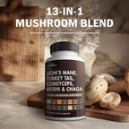 BioSchwartz 13-in-1 Mushroom Complex Capsules - Organic Mushroom Supplement with Lions Mane, Chaga, Reishi, Cordyceps - Supports Focus, Energy, Immune System - with BioPerine for Absorption, 90 Count