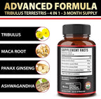 Zolotus Premium Tribulus Terrestris Capsules - Combined with Ashwagandha, Panax Ginseng & Maca - 90 Counts for 3 Months