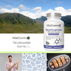 Nicotinamide 500mg Vitamin B3, 120 Capsules - Non-GMO, Gluten Free, Flush Free