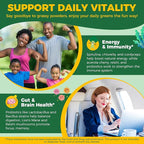 2 PACK Organic Super Greens Daily Superfood Gummies + Probiotics, Spirulina, Chlorella Spinach Broccoli, Prebiotic Fiber, Mushroom -Rich in Vitamins & Antioxidants - Digestive, Focus, Energy, No Sugar