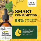 Wild & Organic Maca Ashwagandha Drops for Men and Women - Peruvian Maca Root and Ashwagandha Tincture for Overall Support - Vegan, Sugar & Alcohol-Free Extract Supplement - 2 fl oz
