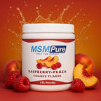KALA HEALTH MSMPure Raspberry Peach Flavored Coarse MSM Powder Flakes – US-Made MSM for Joint Health, Skin Appearance, and Hair & Nail Support – 1 lb, Organic Sulfur