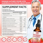 Magnesium Glycinate Liquid Drops, 1500mg Magnesium Liquid Supplement with Vitamin B6, D3, L - Theanine, Omega3,Support Night, Muscle, Bone, Mood, Strawberry Flavor - 2 Fl Oz (60ml) Bottle