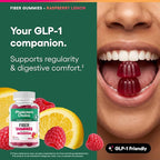 Physician’s Choice Fiber Gummies for Digestive Health & Regularity - Raspberry Lemon Flavor - No Sugar Added & Vegan - Natural Chicory Root Prebiotic Fiber - Daily Gummy for Adults, Women & Men - 60CT