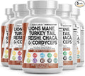 Clean Nutraceuticals Lions Mane 20in1 Mushroom Supplement with Turkey Tail Reishi Cordyceps Chaga Maitake Meshima Poria Cocos Shiitake Oyster Porcini Enoki (5)