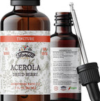 Acerola Tincture (Vitamin C), Organic Acerola Extract (Malpighia Glabra) Dried Berry for Blood, Heart, Arteries, Non-GMO in Cold-Pressed Organic Vegetable Glycerin, Florida Herbs Supplements