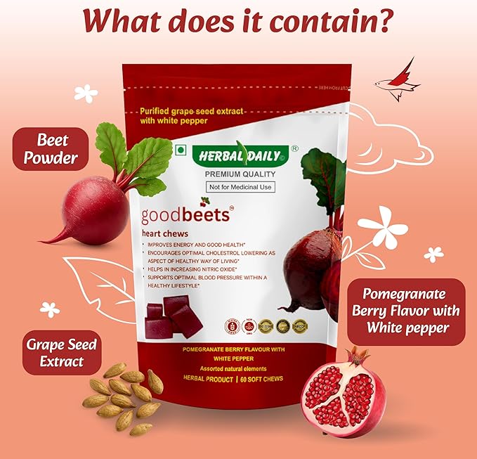 Goodbeets Soft Chews | Non-GMO Grape Seed Extract & Beet Powder Help Maintain Healthy Circulation, Blood Pressure & Energy