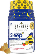 Zarbee's Kids Melatonin Gummies with 1mg Melatonin, Kids Sleep Gummy, Promotes Peaceful Sleep, Drug-Free, Non-Habit-Forming, Natural Strawberry, 90 ct