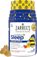 Zarbee's Kids Melatonin Gummies with 1mg Melatonin, Kids Sleep Gummy, Promotes Peaceful Sleep, Drug-Free, Non-Habit-Forming, Natural Strawberry, 90 ct