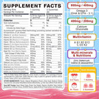 Nextdia Omega 3 (EPA/DHA) Filled Gummies for Kids with Multivitamin, Calcium + D3 + K2 + Zinc, Plus Vitamin A B1 B2 B12 C, Selenium, Iodine for Brain, Eye, Bone, Energy, No Fish Taste, 2 Pack