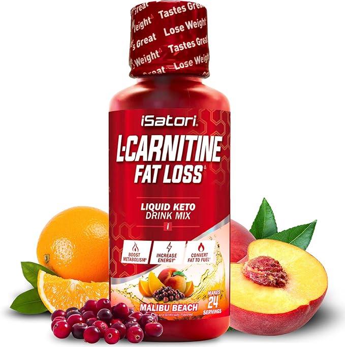iSatori L-Carnitine 1500, Triple-Blend Liquid L Carnitine Supplement, with Acetyl & Tartrate, Stimulant Free Energy, Low Calories, Sugar or Gluten, Keto-Friendly, Malibu Beach Flavor (24 Servings)
