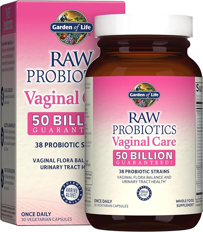 Garden of Life Raw Probiotics Vaginal Care - 50 Billion CFU - 38 Probiotic Strains - Supports Vaginal & Urinary Tract Health* - 30 Vegetarian Capsules
