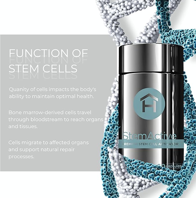 HEALTHY home StemActive Stem Cell Support Supplement - 60 Capsules - Boost Circulating Stem Cells - Premium Stem Cell Activator - Madagascan Aloe Macrolada - Blue-Green Algae