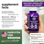 Trans-Resveratrol Supplement – 98% Purity USA Made Resveratrol Capsules 600mg - Standardized to 98% Trans-Resveratrol – Antioxidant for Healthy Aging & Energy Support – 60 Caps
