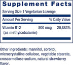 Life Extension Vitamin B12 Methylcobalamin 500mcg - Vitamin B12 Supplement for General Energy and Brain Health - Sugar Free Vegetarian Lozenges Dissolve in Your Mouth - Once Daily - 100 Count