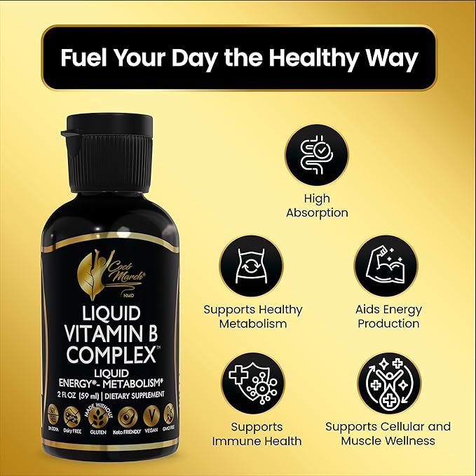 Cocó March N.M.D Liquid Vitamin B Complex with B1, B2, B6, B12 & Vitamin C – Energy, Metabolism & Immune Support – Vitamins for Women & Men – Vegan, Gluten Free, Soy & Dairy Free – 2 Fl Oz (59 mL)