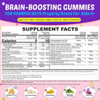Kid Focus Gummies, Lion's Mane Mushroom Gummies for Kid Brain - Methyl B6, B9, B12 + Super Greens - Focus and Attention Supplements, Cognitive Function & Energy & Vision Support - 60 Vegan Gummies