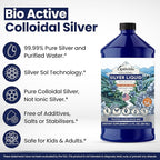 Optivida Colloidal Silver Liquid - 10 PPM Liquid Silver Immune Support, Pure Nano Silver Hydrosol Liquid for Family Wellness - Natural Silver Water for Adults & Kids, Non-GMO, 3rd Party Tested - 32 Oz
