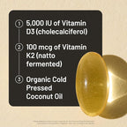 NatureWise Vitamin D3 5000IU + K2 (MK7) 100mcg with Organic Extra Virgin Coconut Oil - Supports Calcium Absorption, Bone & Immune Health - Non-GMO, Soy & Gluten-Free - 90 Softgels[90-Day Supply]
