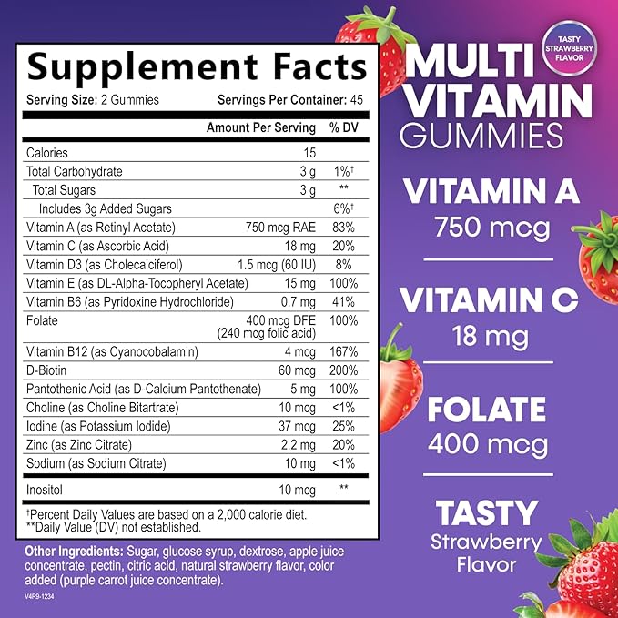 Multivitamin Gummies for Adults - Daily Adult Multivitamins Gummy with Vitamins A, C, D, B12 for Women & Men, Immune Support Gummy Multivitamins Supplement, Adult Multi VIT Vitamin - 90 Gummies