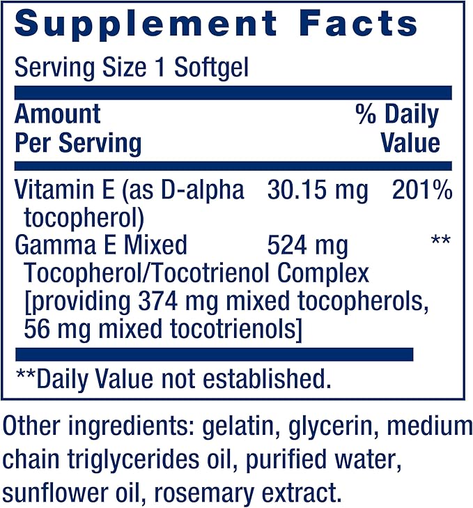 Life Extension Gamma E Mixed Tocopherols & Tocotrienols – Complete Vitamin E Spectrum, Antioxidant Protection – Non-GMO, Gluten-Free – 60 Softgels, (Pack of 2)