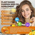 Pumpkin Seed Oil - DHT Blocker for Men Women Hair Growth, Organic Pumpkin Seed Extract with Saw Palmetto for Prostate & Urinary Health, Cold Pressed Supplements Liquid Drops, Lemon, Vegan, 4 Fl Oz