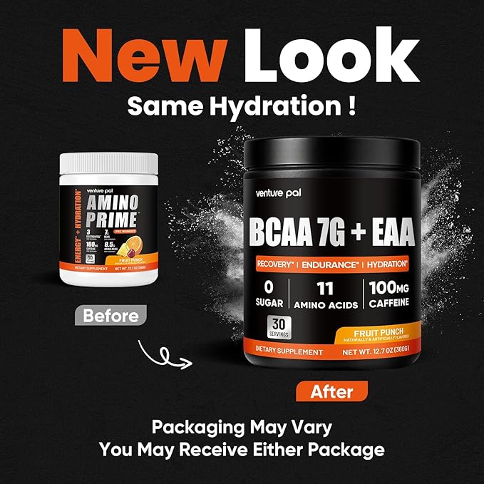 Sugar Free 7g BCAA + EAA Powder | Supports Muscle Recovery, Growth, Strength & Endurance – 9 Essential Amino Acids with L-Glutamine, Caffeine, Vitamin & Electrolyte for Energy & Hydration, Gluten Free