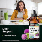 BIO KRAUTER® Milk Thistle Supplement - Liquid Pure Vegan Milk Thistle Extract 680 mg per Serving 4 Fl.Oz 56 Days of Supply - Liver Cleanse & Detox, Сontains Silymarin - Alcohol & Sugar Free