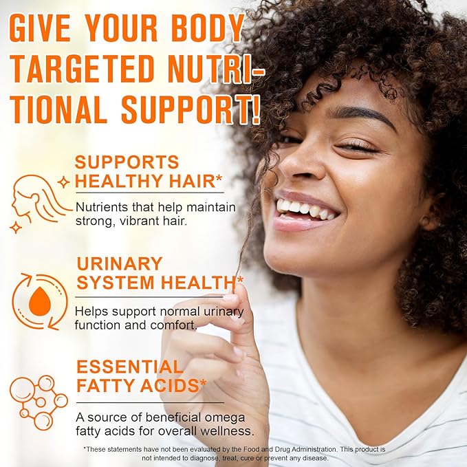 Pumpkin Seed Oil with Saw Palmetto, 1000mg for Hair Growth, Prostate & Urinary Health, Non-GMO, 300 Softgels, Cold-Pressed, Gluten-Free