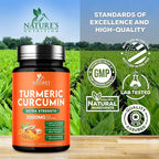 Turmeric Curcumin Supplement - 1800mg Organic Turmeric Per Serving - 95% Curcuminoids & BioPerine Black Pepper Extract for Best Absorption - Natural Vegan Joint Support, Bottled in USA - 120 Capsules