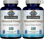 Garden of Life Dr. Formulated Advanced Omega Fish Oil - Lemon,1,290mg EPA,DHA + DPA in Triglyceride Form,Source Omega 3 Supplement for Ultimate Brain & Heart Health,Non-GMO,180 Softgels,(Pack of 2)