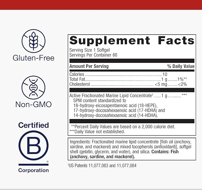 Metagenics SPM Active One Daily Supplement - Next Generation Omega Fish Oil with Pro Resolving Mediators for Joint Soreness & Soothing Relief* - Sustainably Sourced - Gluten-Free - 60 Softgels