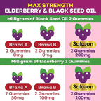 Sakoon nutrition Elderberry & Black Seed Oil Gummies for Kids, Immune Support, with Vitamin C and Zinc, Delicious Berry Flavor, 60 Gummies