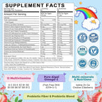 Kids Multivitamin Gummies with Omega-3 (Dha+Epa), Methylated B12 & Folate, B6, B2 & Elderberry, Vitamin D3, C, A, E, Zinc, Postbiotics, Choline | for Brain, Eye & Immune, Clean, Sugar Free, 60 Cts