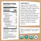 EarthChimp Organic Vegan Protein Powder - with Probiotics - Non GMO, Dairy Free, Non Whey, Plant Based Protein Powder for Women and Men, Gluten Free - 52 Servings 64 Oz (Vanilla) No Scoop
